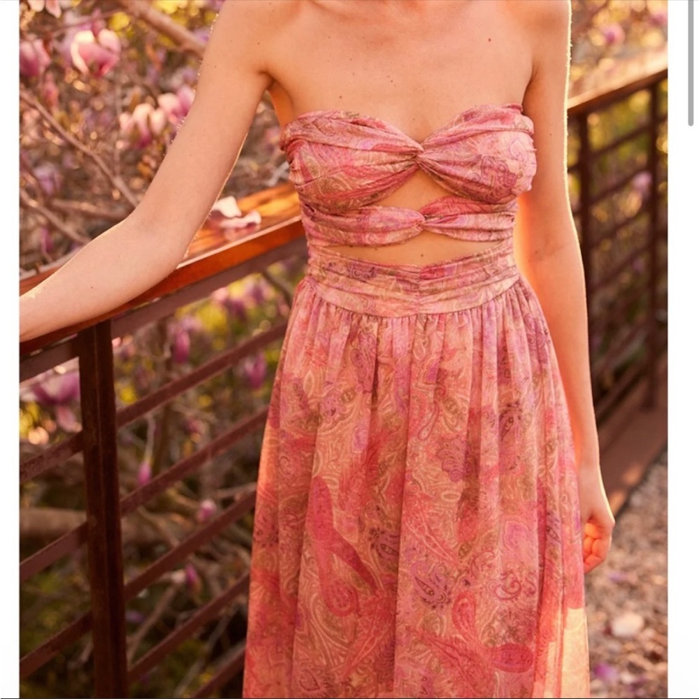 NWT Misa Los Angeles Arianne Strapless Midi Dress